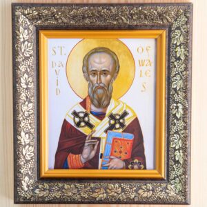 St David of Wales_12x10_frame St. David of Wales Framed Icon (10 x 12cm)