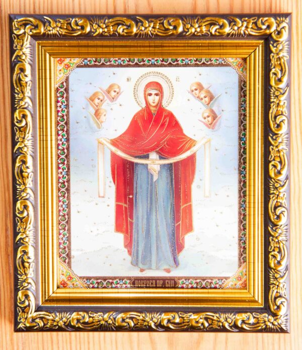 Protection of the Mother of God_12x10_frame Protection of the Mother of God Framed Icon (10 x 12 cm)