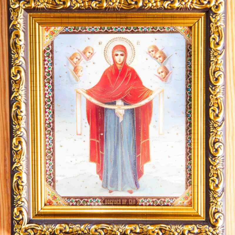 Protection of the Mother of God_12x10_frame Protection of the Mother of God Framed Icon (10 x 12 cm)