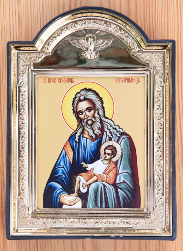 Simeon the God-Receiver_12x10_frame St. Simeon The God Receiver Framed Icon (10 x 12 cm)